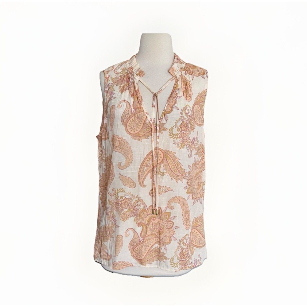 Harve Benard Women’s Size XL High Neck Sleeveless Paisley Soft Pullover Blouse